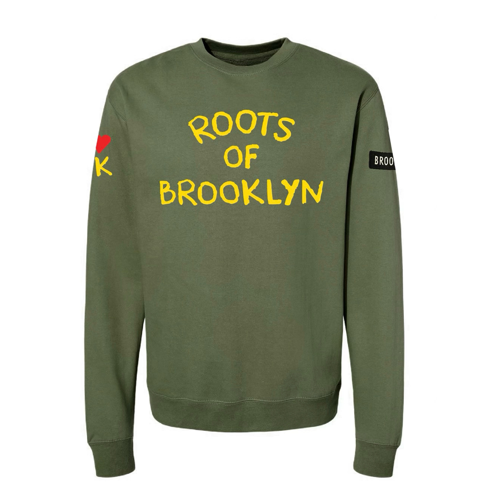 Military green crew neck sweatshirt Clearance